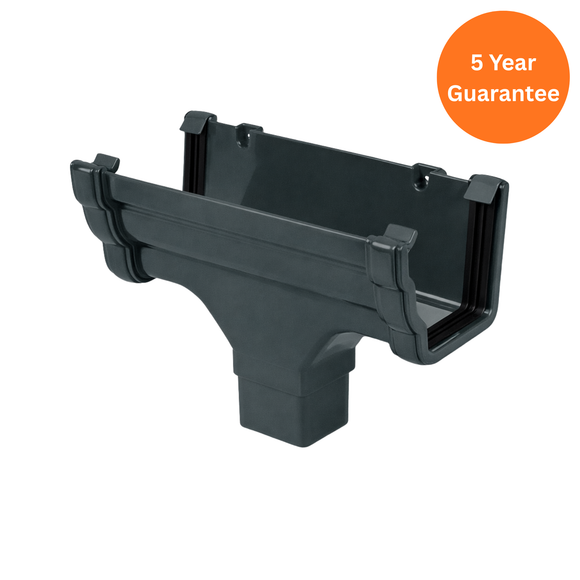 Anthracite Grey Ogee Gutter Run Outlet uPVC Downpipe Connector