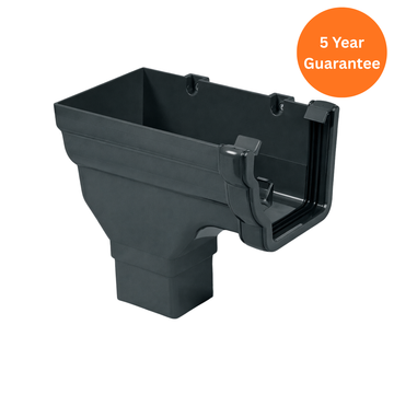 Anthracite Grey Ogee Gutter Stop End Outlet Left Hand uPVC