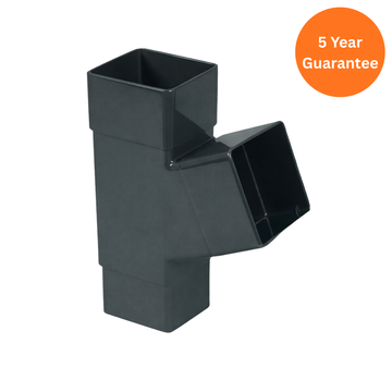 Anthracite Grey Square Downpipe Branch 67.5 Degree uPVC Rainwater Connector