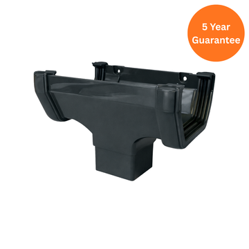 Anthracite Grey Square Gutter Run Outlet uPVC Downpipe Connector