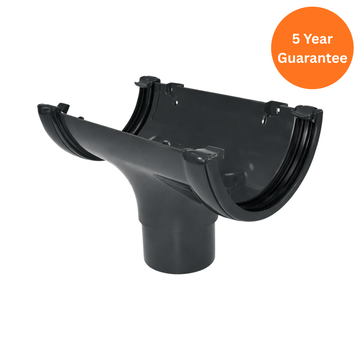 Anthracite Grey Half Round Gutter Running Outlet uPVC