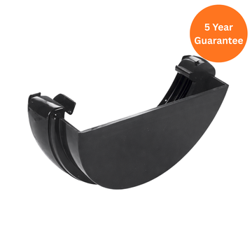 Half Round Gutter External Stop End Anthracite Grey uPVC