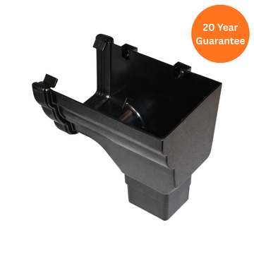 FloPlast Ogee Gutter Right-Hand Stop End Outlet Cast Iron Effect