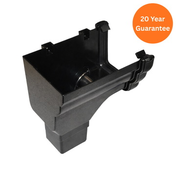 FloPlast Ogee Gutter Left-Hand Stop End Outlet Cast Iron Effect