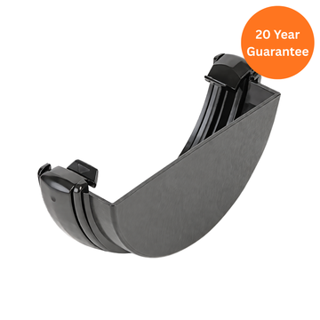 FloPlast Half Round Gutter External Stop End Cast Iron Effect