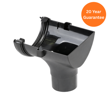FloPlast Half Round Gutter Run Outlet Stop End Cast Iron Effect