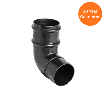 FloPlast 92.5° Round Downpipe Offset Bend Cast Iron Effect Black
