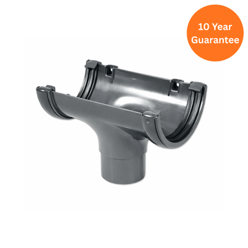 Half-Round Gutter Run Outlet Grey uPVC Rainwater Downpipe Connector
