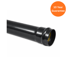 FloPlast 110mm Black Single Socket Soil Pipe 3m or 4m uPVC