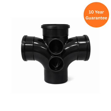 FloPlast Black 110mm 92.5° Double Branch Soil Pipe uPVC