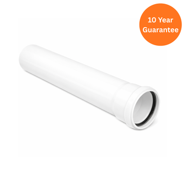 White 110mm uPVC Single Socket Soil Pipe 3m