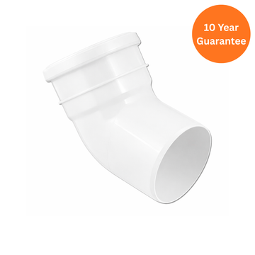 White 110mm uPVC 135° Soil Pipe Bend Socket/Spigot