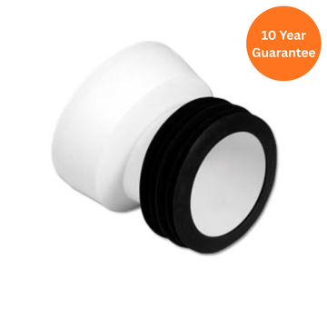 White 110mm uPVC 104° Soil WC Connector