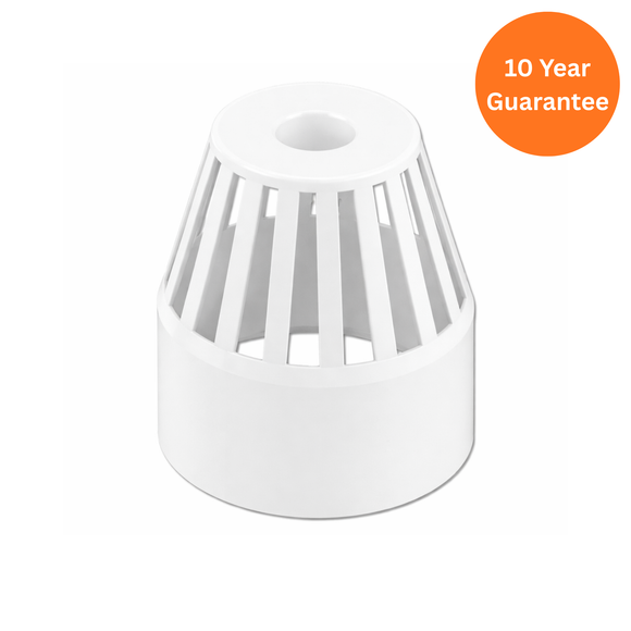 White 110mm uPVC Vent Terminal for Soil Pipe Systems
