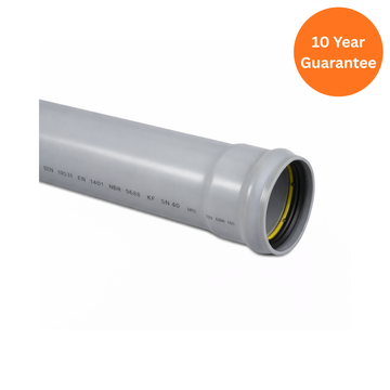 Grey 110mm uPVC Single Socket Soil Pipe 3m or 4m