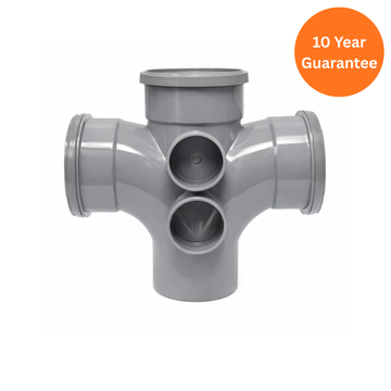 Grey 92.5° Double Branch – 110mm uPVC Soil Pipe Fitting