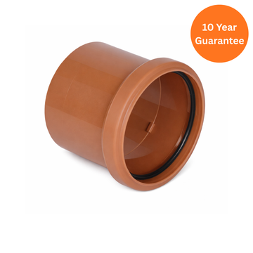 FloPlast 110mm Underground Pipe Coupling Single Socket uPVC Drain Connector
