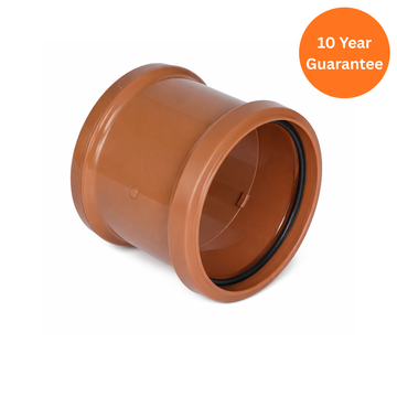 FloPlast 110mm Underground Pipe Coupling Double Socket uPVC Drain Connector