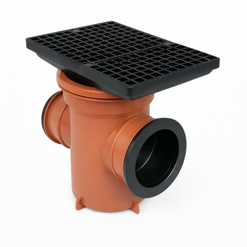 110mm Underground Back Inlet Bottle Gully with Rectangular Grid – FloPlast uPVC Drainage Trap
