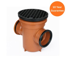 110mm Underground Back Inlet Bottle Gully with Circular Grid – FloPlast uPVC Drainage Trap
