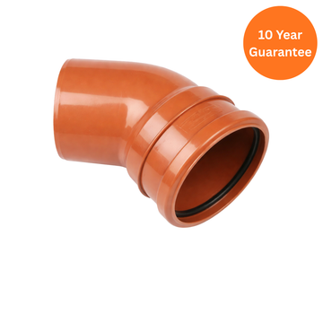 110mm Underground 45° Single Socket Bend – FloPlast uPVC Drainage Fitting