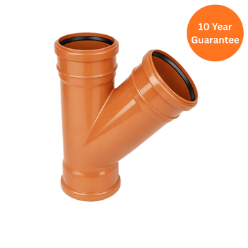 110mm Underground 45° Equal Junction Triple Socket – FloPlast uPVC Drainage Fitting