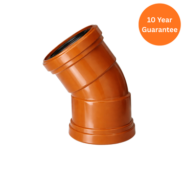 110mm Underground 45° Double Socket Bend – FloPlast uPVC Drainage Fitting