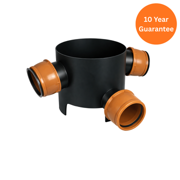 FloPlast 270mm 90° Inlet Underground Chamber Base with 0–20° Adjustable Movement