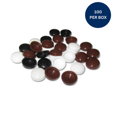 Screw Cover Caps Pack of 100 in Black Brown or White